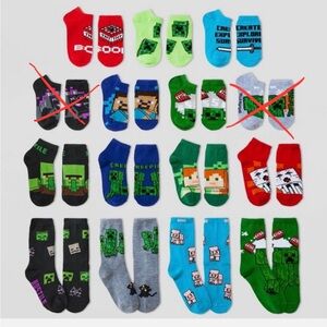 Minecraft Boys Socks 13 Pairs, Steve Creeper Alex Animals